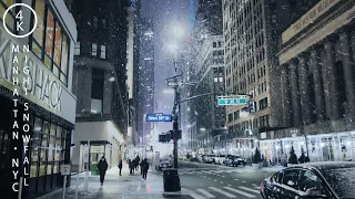 NYC Winter Night Snowfall - Manhattan, New York 4K HDR