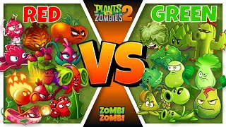 PvZ 2 RED Plants vs GREEN Plants - Which Team Will Win? - Team Plants Vs Team Plants.