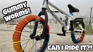 GIANT Gummy Worm Bike Tires! Can I Ride IT?!