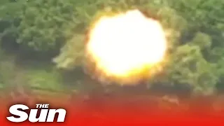 Ukrainian forces blow up Russian vehicles in huge explosions on the frontlines