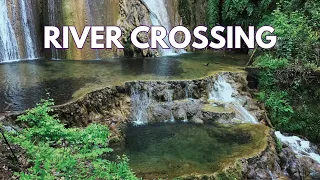 River Crossing Adventure: Forest, Waterfall, & Campfire Fun