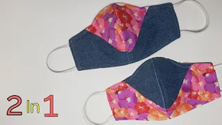 One Size Face Mask|2 In 1 Face Mask With New Design|Easy Face Mask Sewing Tutorial