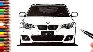 How to draw a BMW M5 E60 car | Ehedov elnur