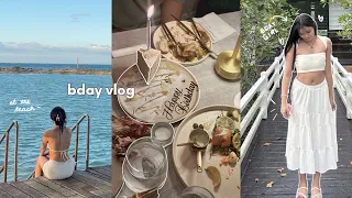 beach day vlog 🫧 eating at a fancy restaurant, trying choco lava dumplings, bday vlog