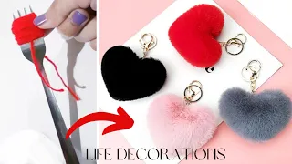 Easy and Cute Woolen Pom Pom Heart Idea With Fork /Amazing Valentine's day Gift - How to make Heart.