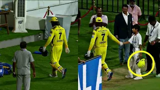 MS Dhoni gift his helmet to ground boy after CSK loss and sadly walked out towards dagout IPL 2024