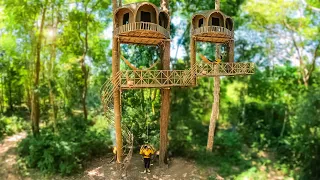 Build The Most Beautiful Two Story Bamboo Tree House For Solo Camping