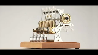 Stirlingkit - Amazing ! Four cylinder Stirling Engine