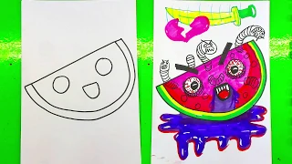 How to draw WATERMELON / Most Inappropriate Children Coloring Book Drawings