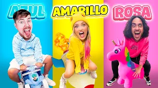 24 HORAS COMPRANDO TODO DE UN COLOR 😱 *AMARILLO 💛 AZUL 💙 Y ROSA💗* | Katie Angel