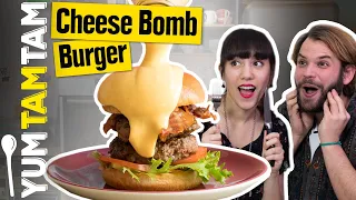 Cheese Bomb Burger // Mit Bacon & Käsesoße // #yumtamtam