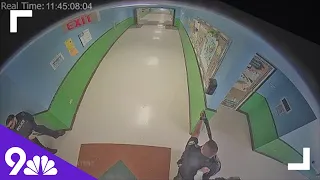 New footage from Uvalde  shooting shows gunman entering the school, police in hallway