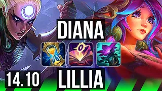 DIANA vs LILLIA (JGL) | 7k comeback, 52k DMG, 6 solo kills, 1200+ games | EUW Master | 14.10