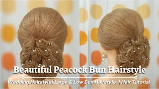 How to: Beautiful Peacock Bun Hairstyle | Wedding Hairstyle | Low Bun Hairstyle