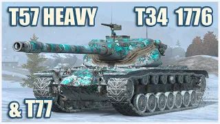 T57 Heavy Tank, T77 & T34 (1776) • WoT Blitz Gameplay