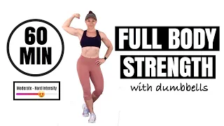 60 MIN FULL BODY STRENGTH WORKOUT | with Weights | Supersets + Repeats