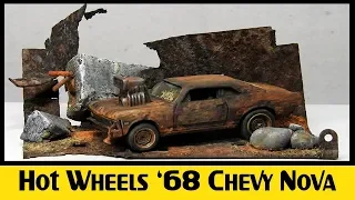 Hot Wheels '68 Chevy Nova Rusty Custom Diorama Before And After