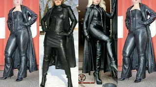 latest leather long power dresses for women and girls #leatherfashion