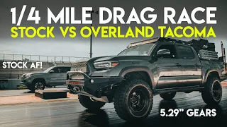 Stock Toyota Tacoma vs 5.29" Re-Geared Overland Tacoma 1/4 Mile Drag Race