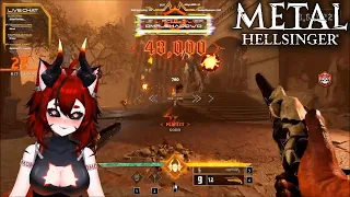 Metalhead Momo is having fun headbanging and blasting demons