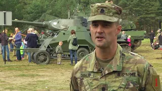 Dagger Brigade Soldiers display vehicle for Polish community BROLL