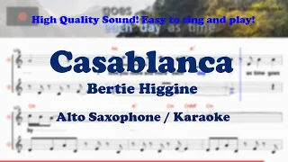 Casablanca - Bertie Higgine (Alto Saxophone Sheet Music Cm Key / Karaoke / Easy Solo Cover)