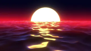 1 Hour Relaxing Beach Ambience with Retro Sunset