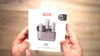 ULANZI J12 Wireless Lavalier Microphone for iPhone iPad, 2 in 1 Plug Play Mic with Charging Case