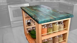 DIY Kitchen Island w/  Stained Shou Sugi Ban Tabletop