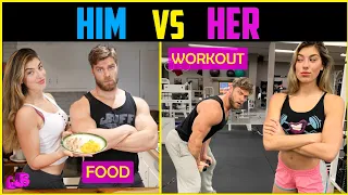 Can a Buff Dude Survive his Girlfriend's Workout & Eating Routine? | Men Vs Women Workouts