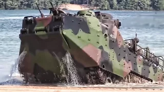 Marines Practice Beach Landing In Amphibious Assault Vehicles