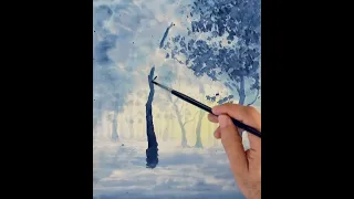 HOW TO PAINT A FANTASY WATERCOLOR LANDSCAPE - #shorts