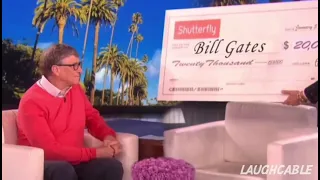 Ellen gives bill gates, the richest man on earth a 20,000$ check 😂