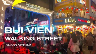 Walking through Bui Vien walking street on a Saturday night, Vietnam, July 2023