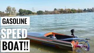 Gasoline RC Speed Boat!! — No Nitro!! - Legg Lake California Go Pro - Smith RC Studios