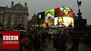 Piccadilly Circus lights switched back on after renovations - BBC London News