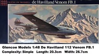 Glencoe Models 1:48 De Havilland 112 Venom FB.1 Kit Review