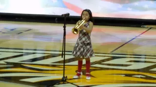 7 year old Trumpet Prodigy, The Star Spangled Banner Queen, performs for Towson University