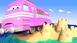 Troy le Train -  Le TRAIN MAITRE NAGEUR sauve Taylor qui est COINCÉE sur la plage - Dessin animé