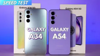 Speed Test Galaxy A54 5G vs Galaxy A34 5G 🔥 Exynos 1380 vs Dimensity 1080 😱Cuál es más rápido?🔥