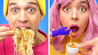 GIANT VS TINY FOOD CHALLENGE FOR 24 HOURS! Last To Stop Wins! Big VS Small Food