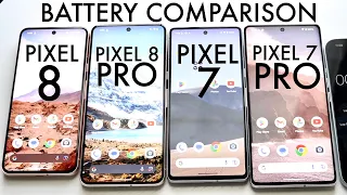 Google Pixel 8 Vs Google Pixel 8 Pro Vs Google Pixel 7 Vs Google Pixel 7 Pro Battery Comparison!