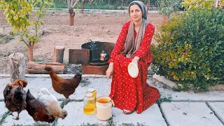 Village lifestyle | Cooking virgin local oil (Clarified butter) with animal butter