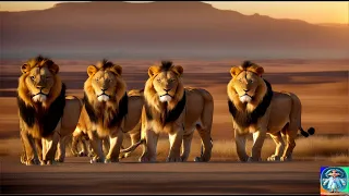 ai create best amazing lion scene in desert