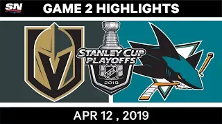 NHL Highlights | Vegas Golden Knights vs San Jose Sharks, Game 2 – Apr 12, 2019