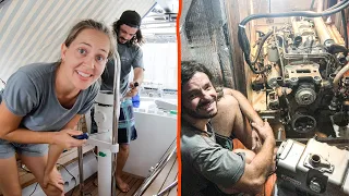 ⛵️Taking our sailboat's old ENGINE APART!! 😱HUGE PUZZLE!! #169