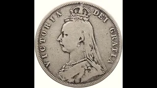 1887 Half Crown Victoria Coin Silver United Kingdom