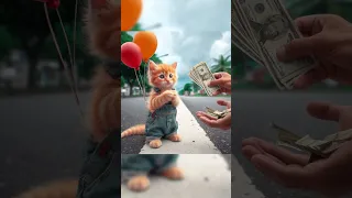 A poor kitten selling balloons  Part:1  #kitten #cute #catlover #shorts #viral #catshortsdaily