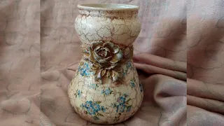 decoupage and crackle with two components on glass