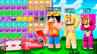 MINECRAFT pero los AJOLOTES dejan Loot OP 😱 Minecraft con Lyna, ElTrollino y Chocoblox